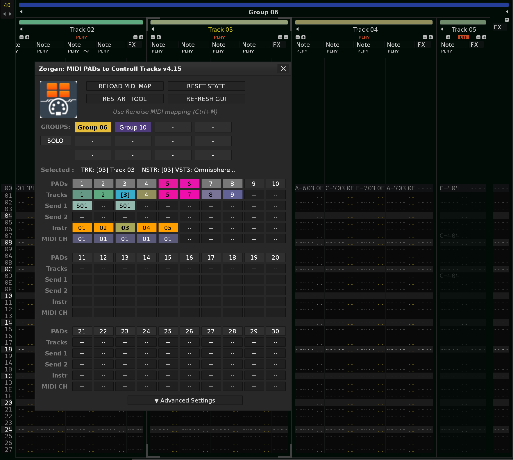 Zorgan MIDI PADs GUI Detail