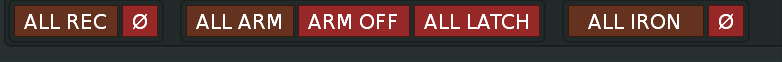 HYDRA SANITY bulk row controls showing ALL REC and ALL IRON buttons